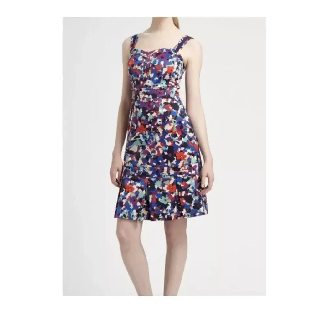 NWT Tory Burch Berdine Abstract Floral Logo Print Dress Amethyst Duriez Size 10